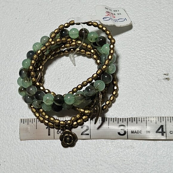 Vintage Beaded Charm Bracelets Bird Flower Green Bronze Beads Lot of 6 - Picture 8 of 8